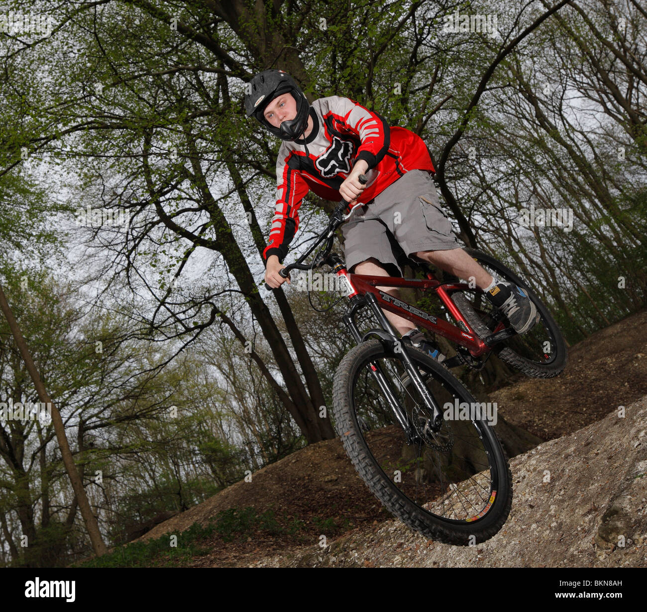 Dirt bike freeride cavalier. Banque D'Images