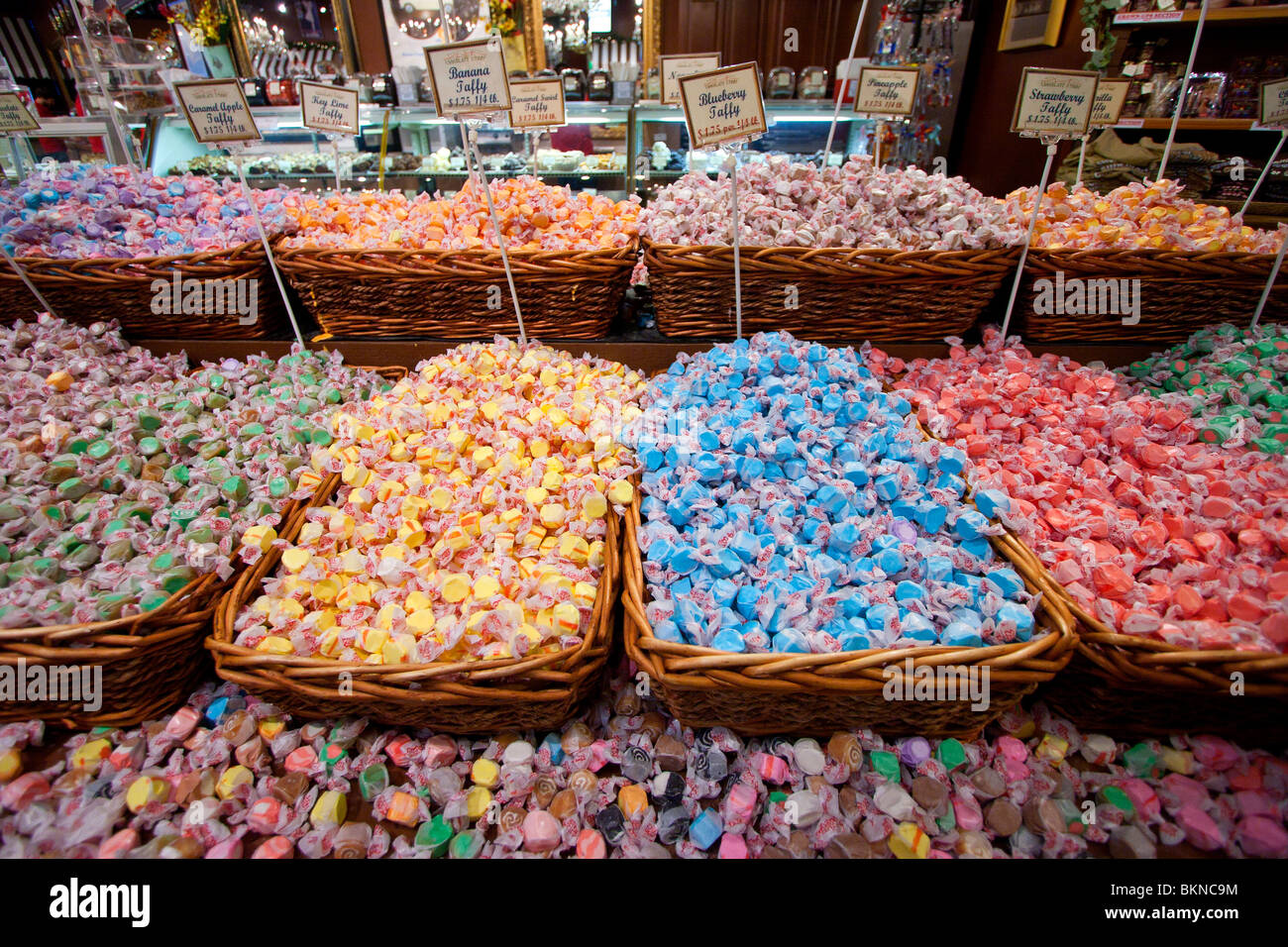 Saltwater taffy dans un magasin de bonbons à Fisherman's Wharf à San Francisco, Californie. Banque D'Images