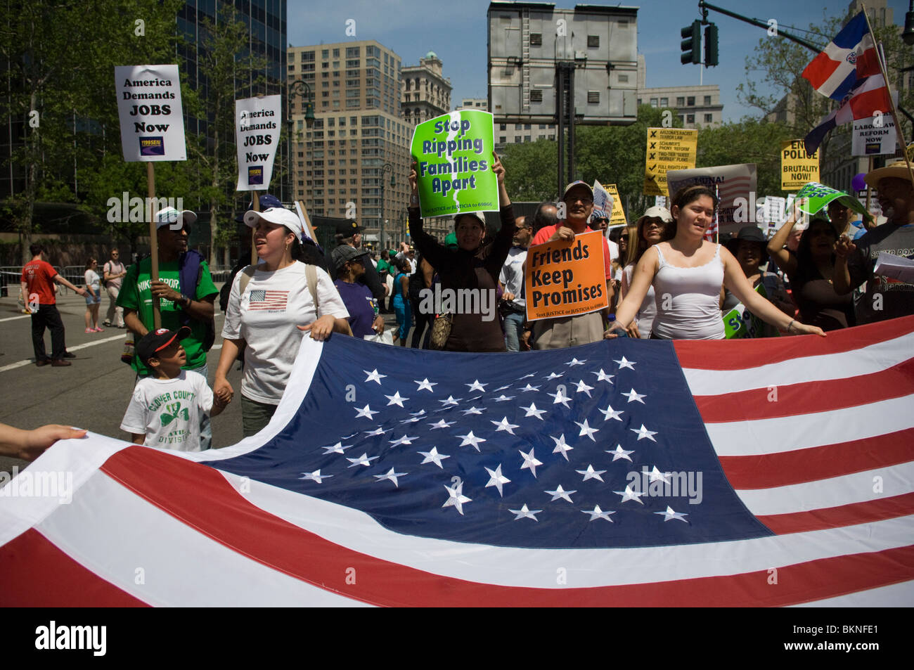 Rassemblement contre le projet de loi anti-immigration de l'Arizona SB 1070 dans le Lower Manhattan à New York Banque D'Images