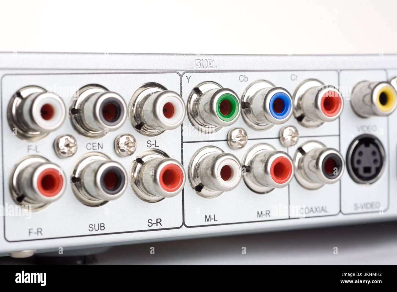 Connexions RCA à l'arrière d'un lecteur dvd Banque D'Images