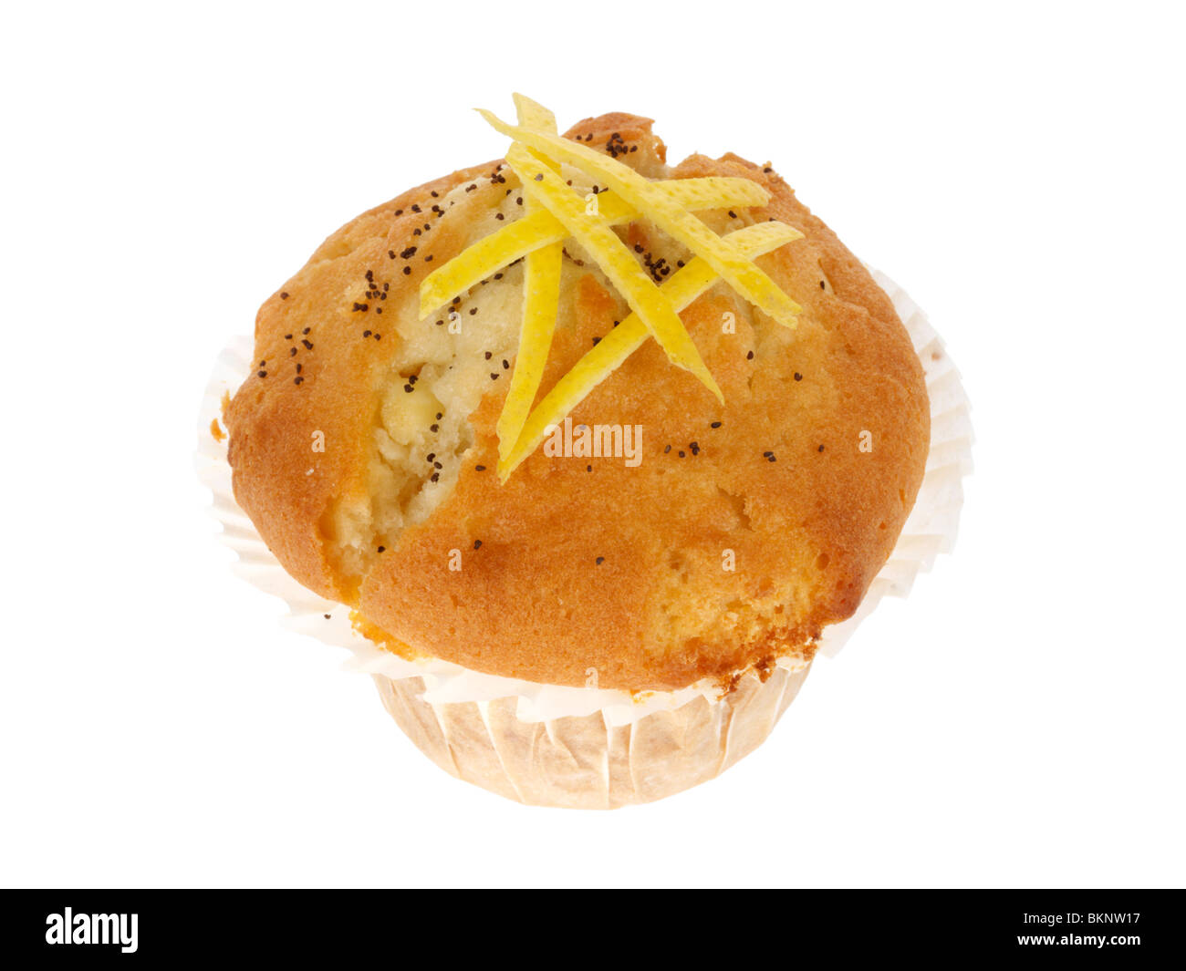 Les zestes de citron et les graines de pavot des muffins Banque D'Images