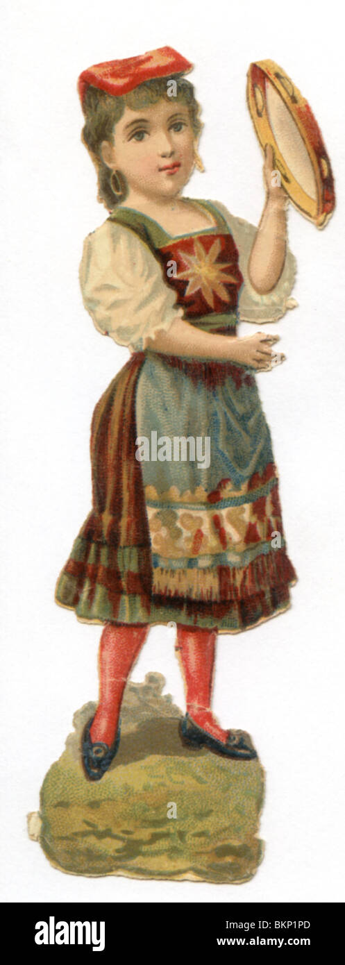 La paysanne jouant du tambourin Banque D'Images