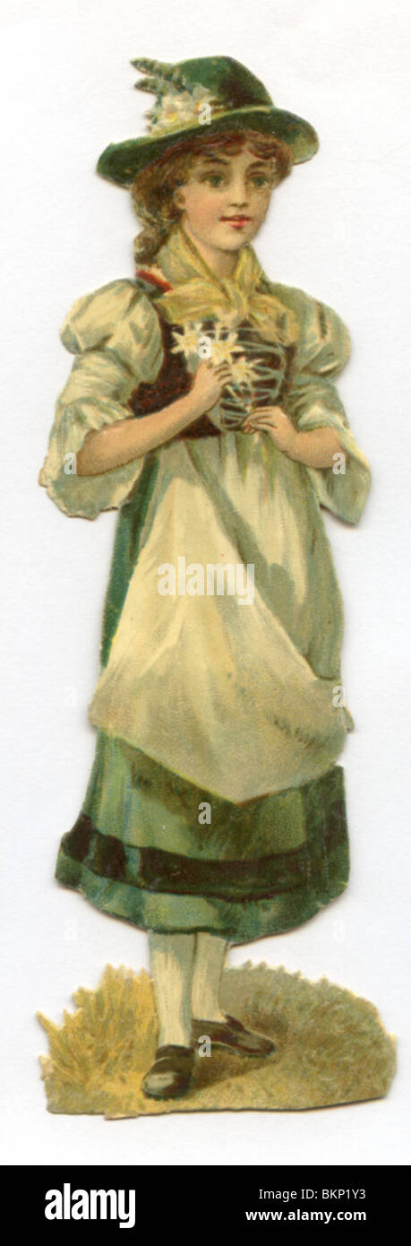 Dame avec Marguerites dans sa main Banque D'Images