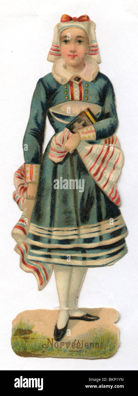 Femme tenant une Bible en français Banque D'Images