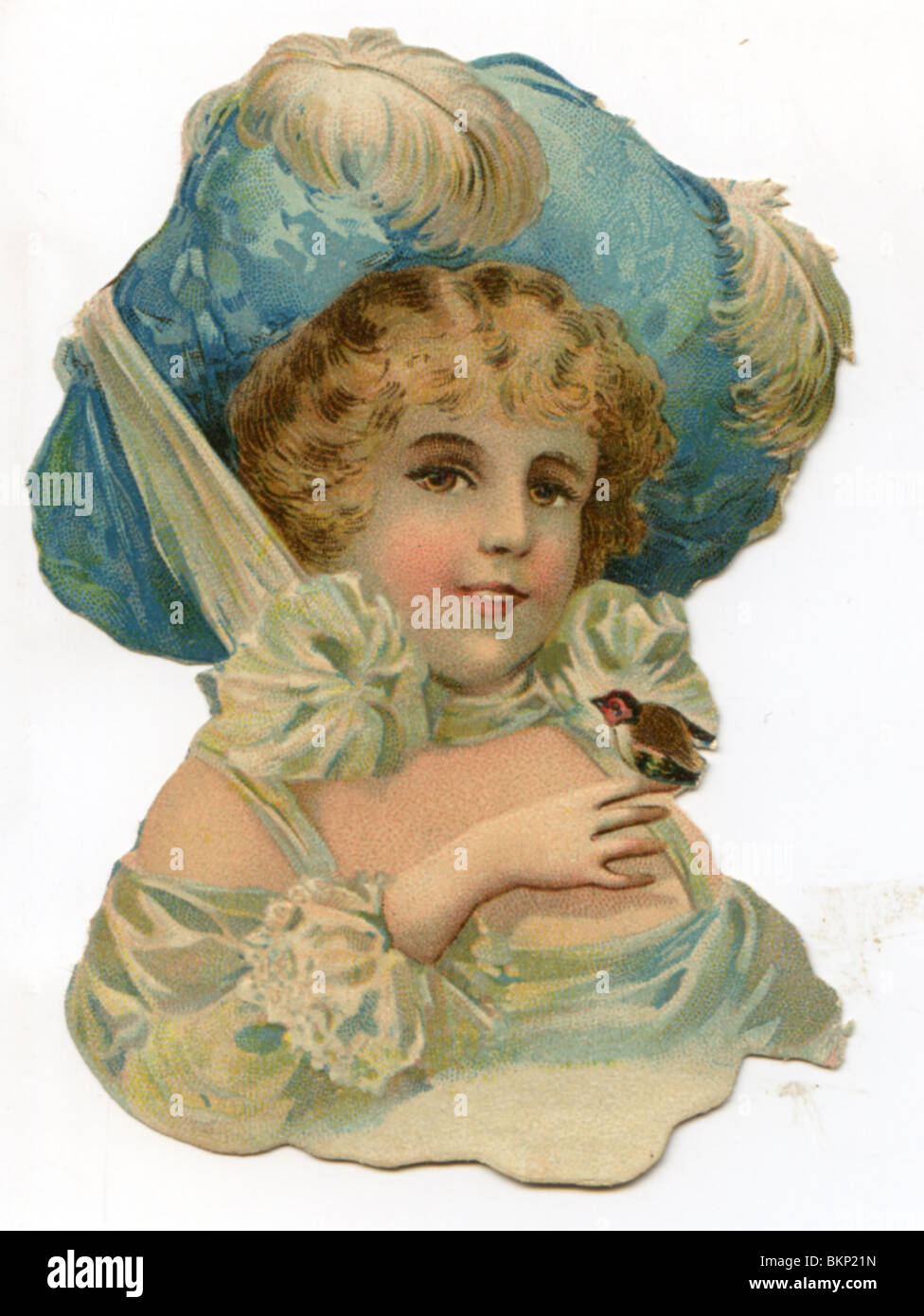 Portrait de femme en bonnet de plumes décoratives Banque D'Images
