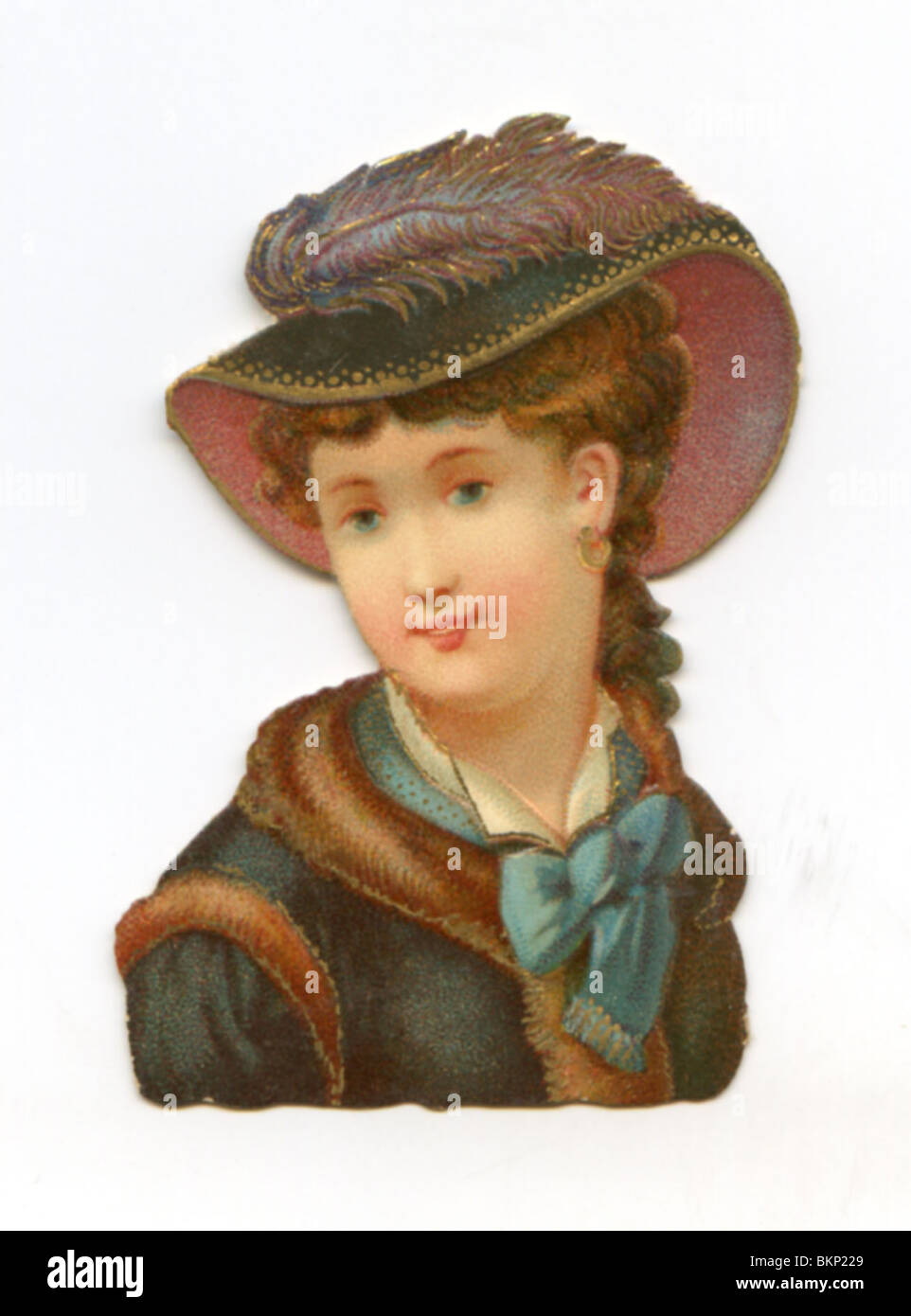 Portrait de femme portant un chapeau de plumes Banque D'Images