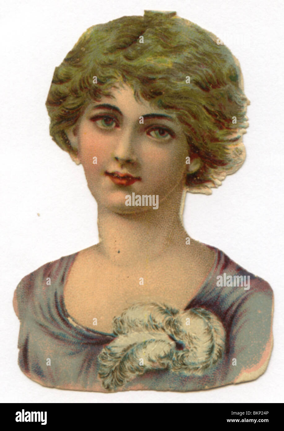 Portrait d'une jeune femme avec broche Plume Banque D'Images