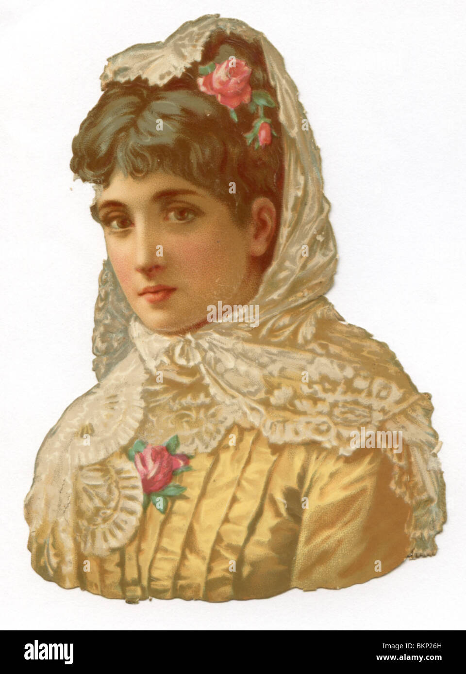 Portrait d'une femme portant un voile de dentelle Banque D'Images