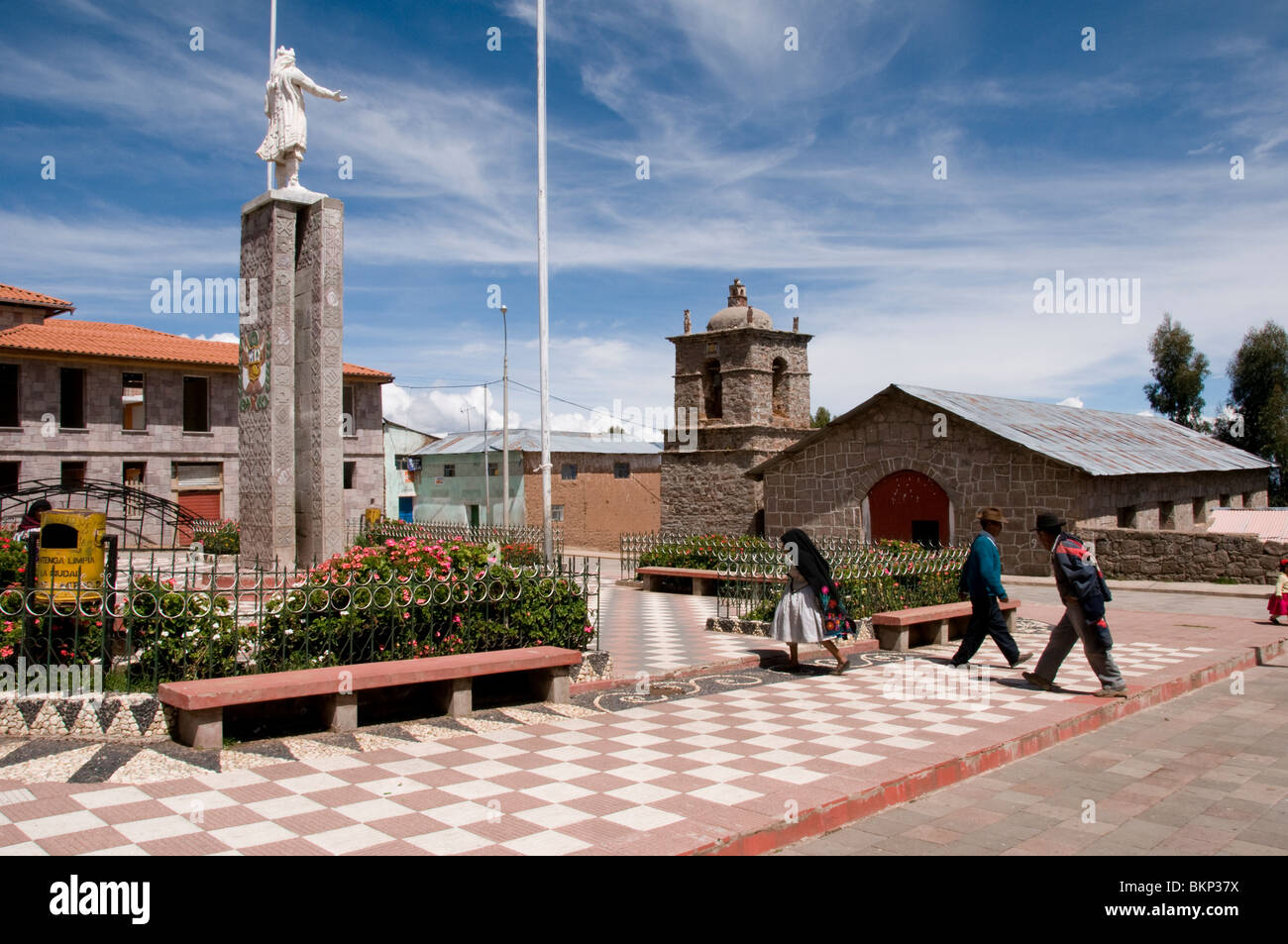 L'Île Amantani Amantani (Isla), lac Titicaca, Pérou Banque D'Images