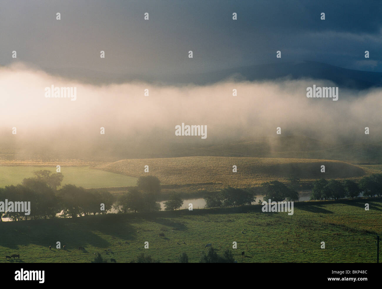 La rivière Spey SOUS LES NUAGES BAS NR DRUMUILLIE ECOSSE Banque D'Images