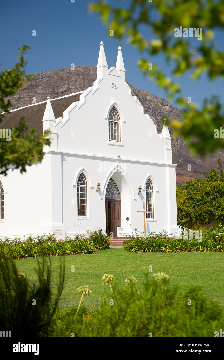 NG Kerk (église Réformée hollandaise) à Franschhoek, Province de Western Cape, Afrique du Sud. Banque D'Images