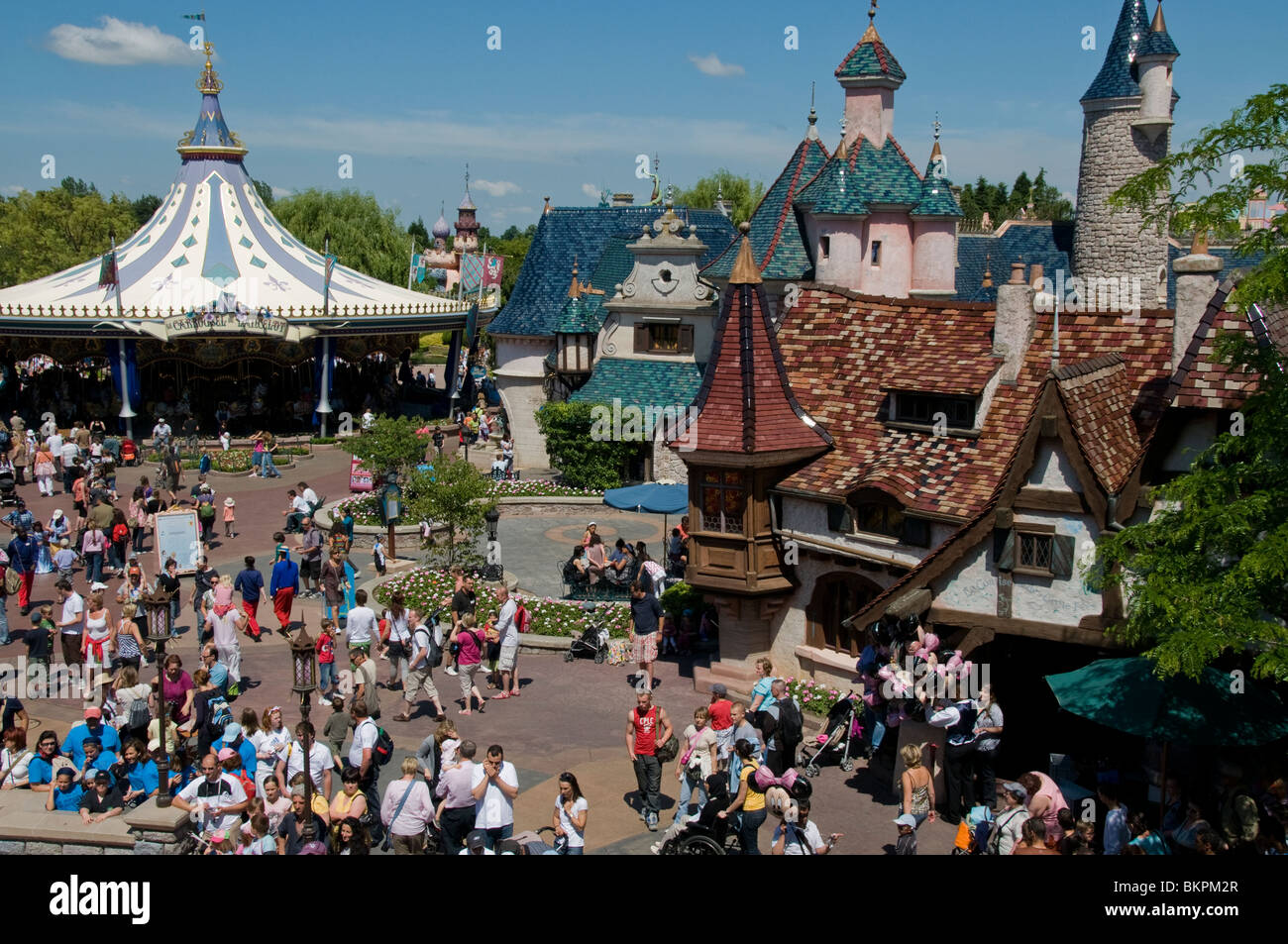 Paris, France, parcs à thème, les gens visiter Disneyland Paris, foule Sommaire, Main Street USA Banque D'Images