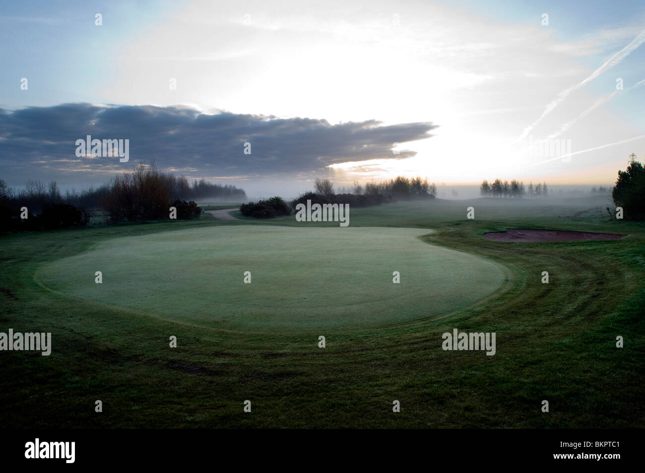 Golf avec brume matinale, Rotherham South Yorkshire. Banque D'Images