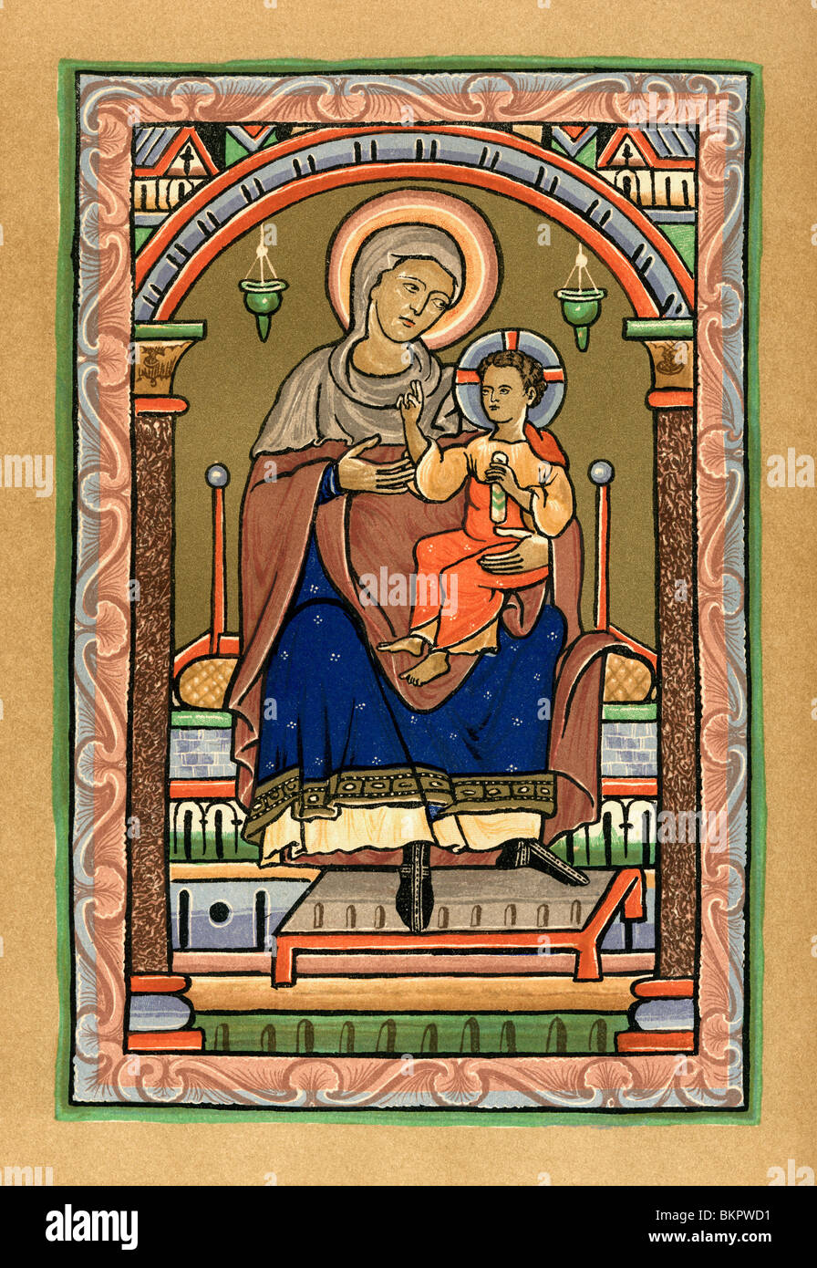 Vierge à l'enfant, 13e siècle. Banque D'Images