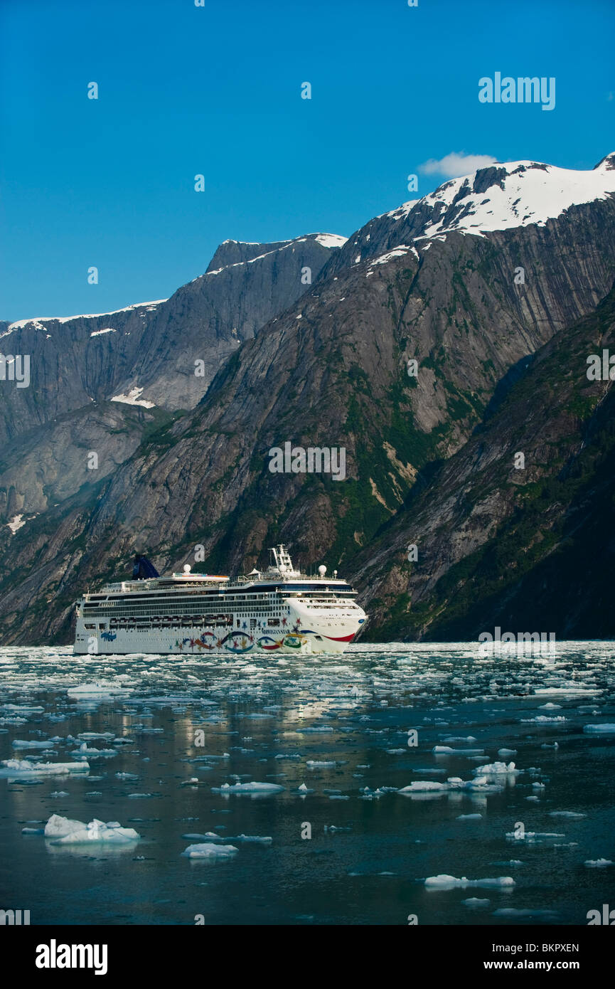 Norwegian Cruise Line's *Star* près de Dawes Glacier dans l'Endicott Arm, Tracy Arm- gués terreur désert, le sud-est de l'Alaska Banque D'Images