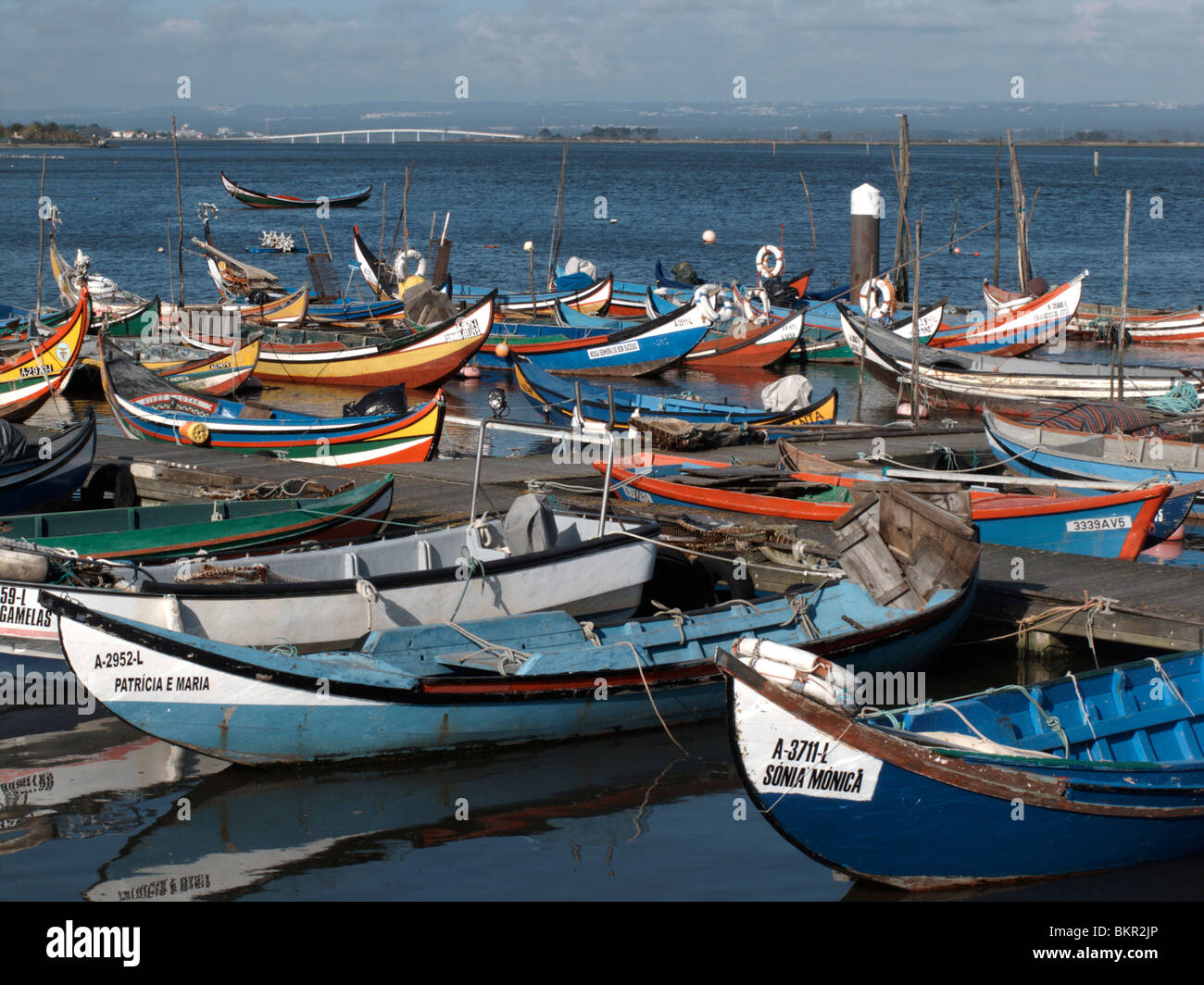 Bateaux de pêche près de Muranzel, près d'Aveiro sur la côte ouest du Portugal. Mars 2010 Banque D'Images