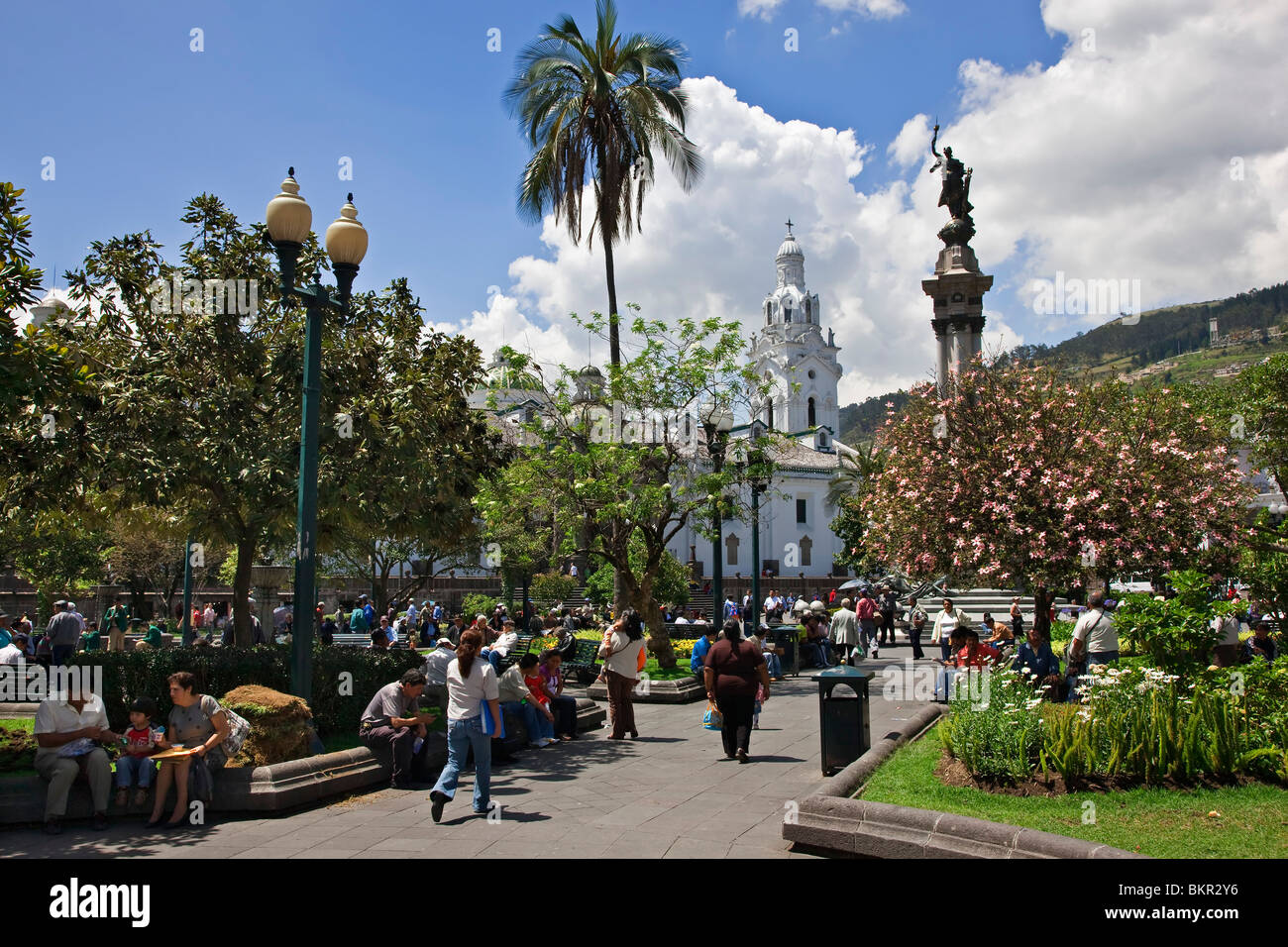 L'Équateur, la place de l'indépendance dans la vieille ville de Quito. Banque D'Images