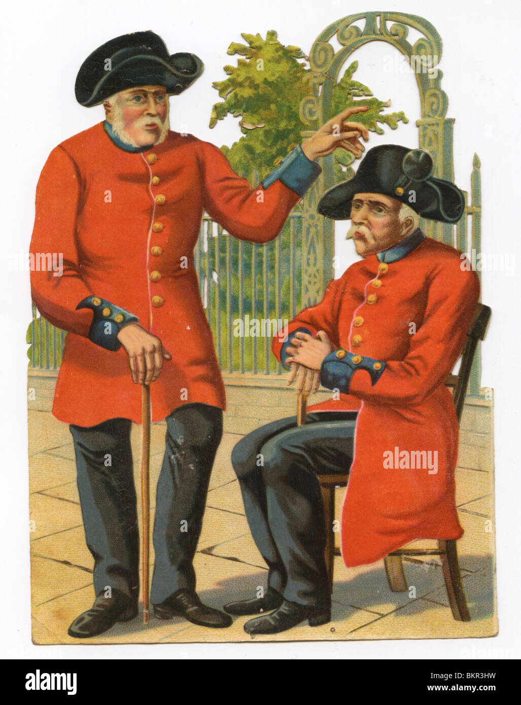Deux hommes âgés vêtus de costumes militaires Banque D'Images