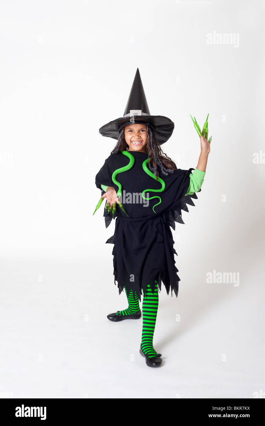 Fille habillé en costume pour l'Halloween Banque D'Images