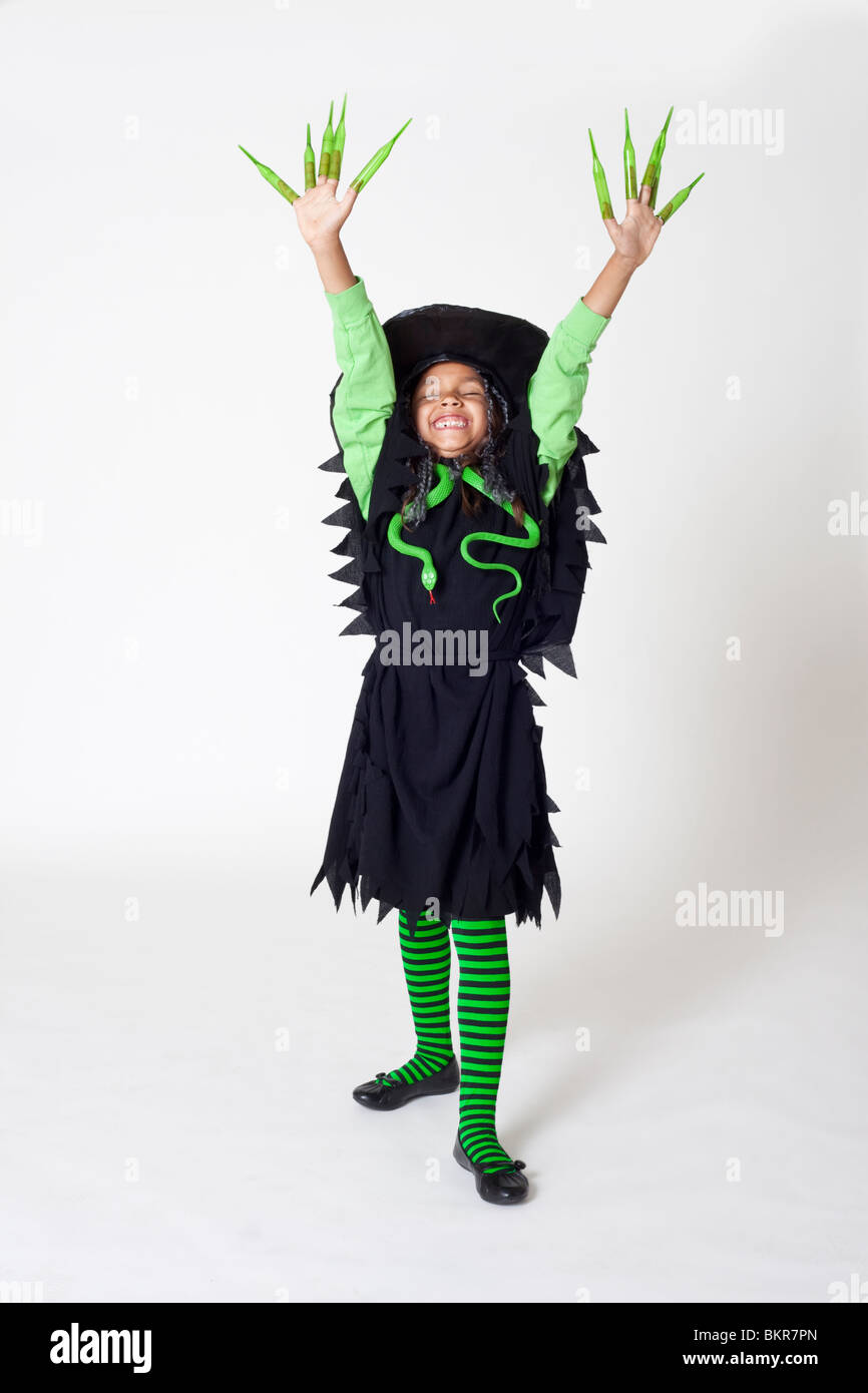 Fille habillé en costume pour l'Halloween Banque D'Images