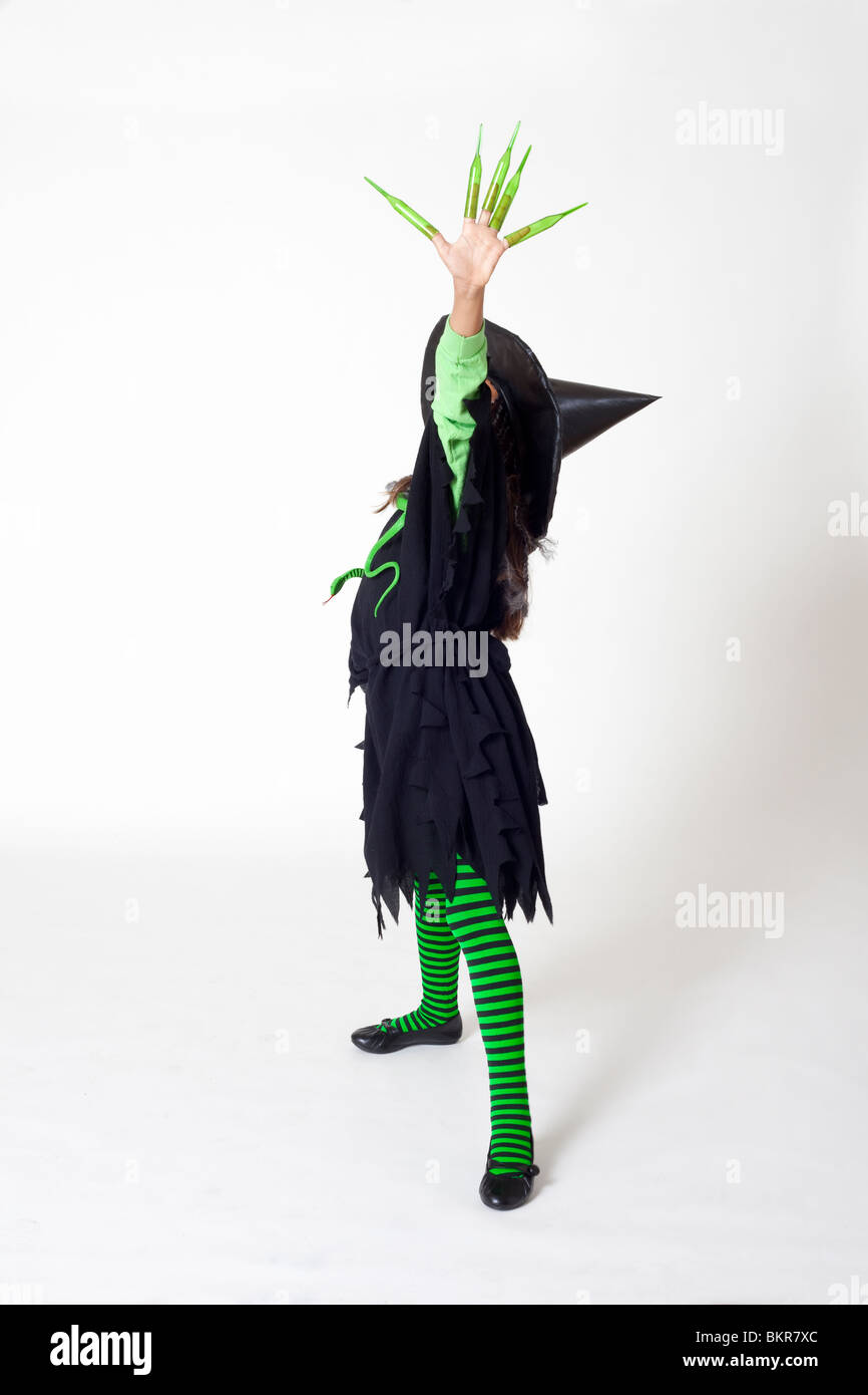 Fille habillé en costume pour l'Halloween Banque D'Images