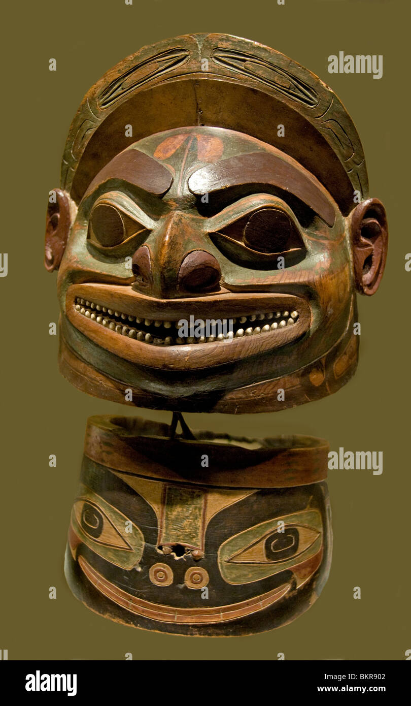 Masque Indiens Tlingit 18th siècle Indien Amérique du Nord Banque D'Images