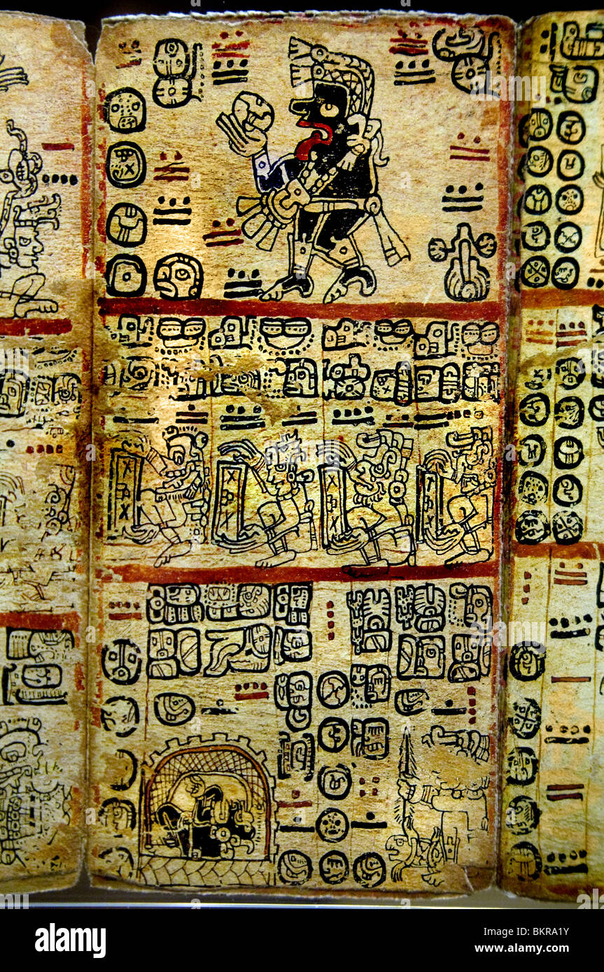 Tro Codex Cortesianus codices Mayas la civilisation Maya précolombien écrit en hiéroglyphes mayas 1250 AD 1500 Banque D'Images