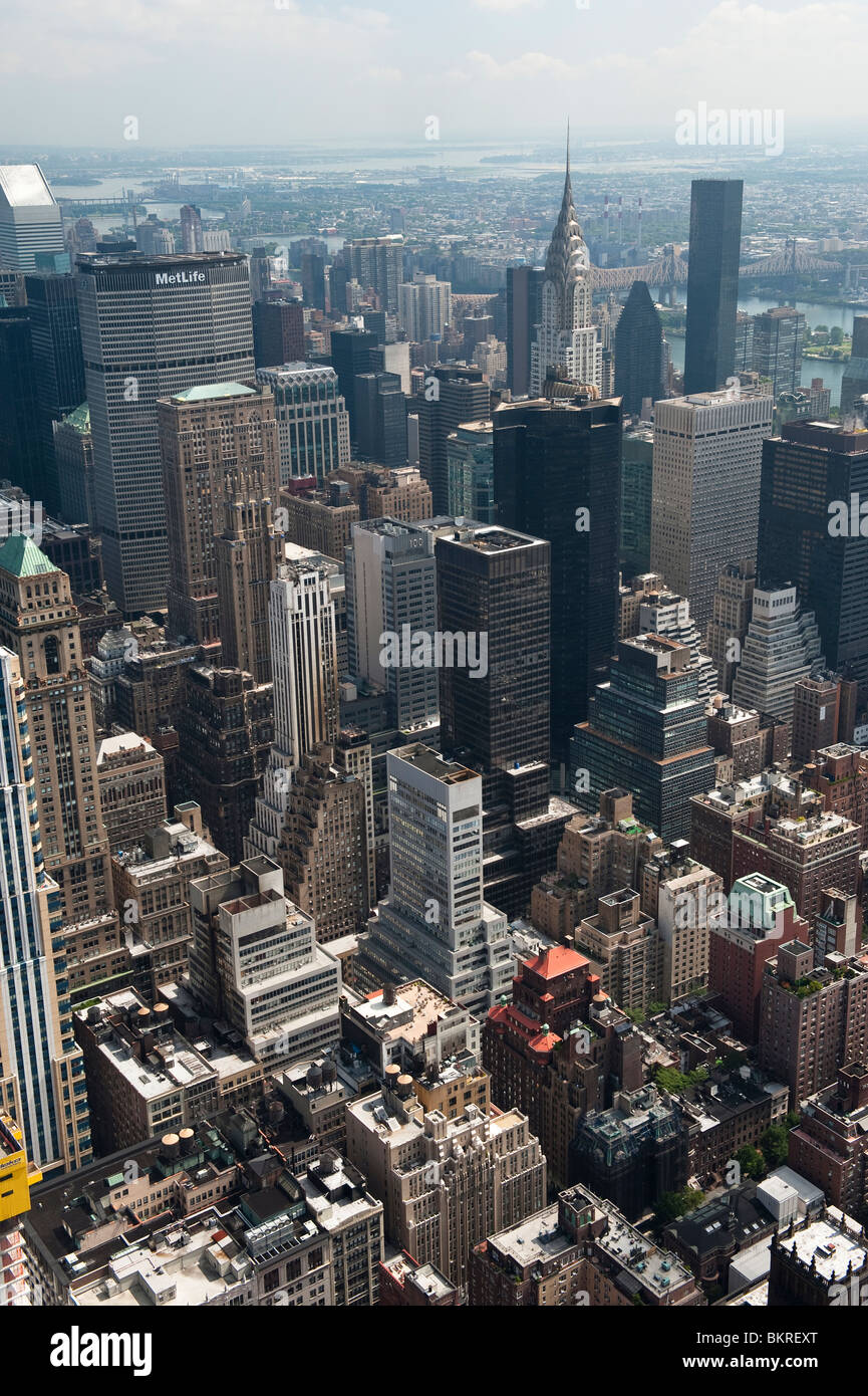 Vue de Manhattan depuis l'Empire State Building d'observation. New York, USA, United States of America Banque D'Images