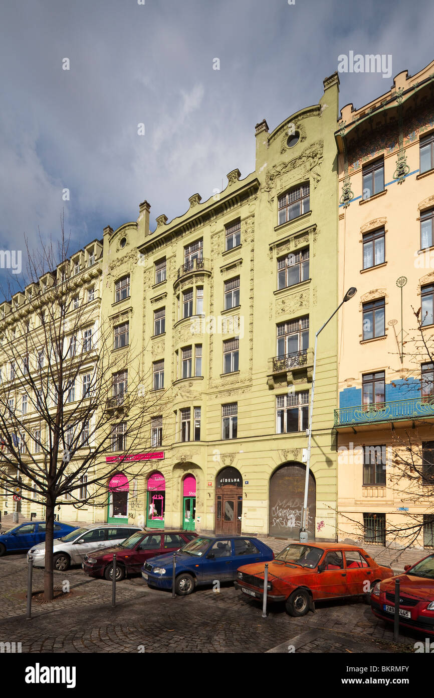 Immeuble Art nouveau, 10 Gorekho Maxima Namesti, Maxim Gorkhy Place, Prague, République Tchèque Banque D'Images