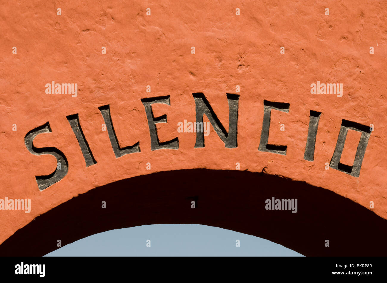 Silencio signe à Monasterio de Santa Catalina, Arequipa, Pérou Banque D'Images