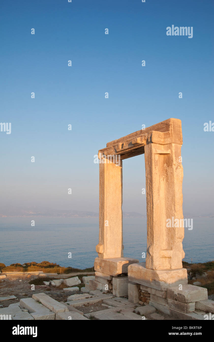 L'aube sur le Temple d'Apollon, passage de l'île de Naxos, Grèce Banque D'Images