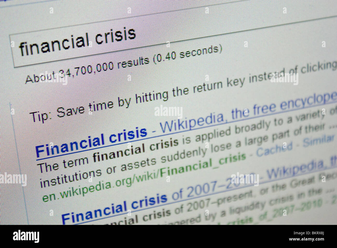 Définition de la crise financière mondiale de l'économie de marché Banque D'Images