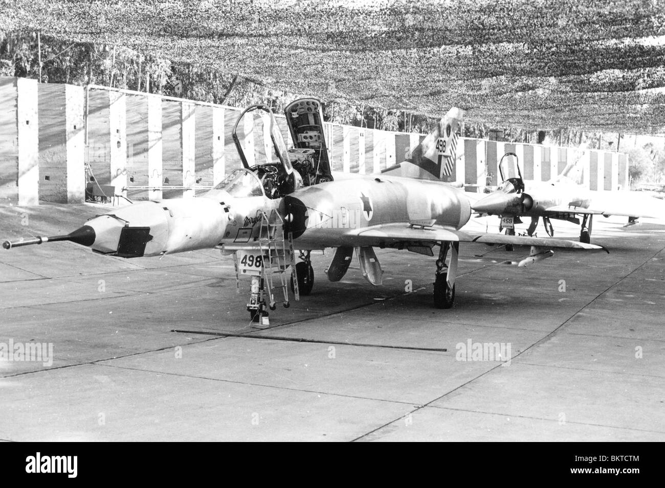 De l'air israélienne Dassault Mirage IIIC avion de chasse - Image en noir et blanc d'archives Banque D'Images