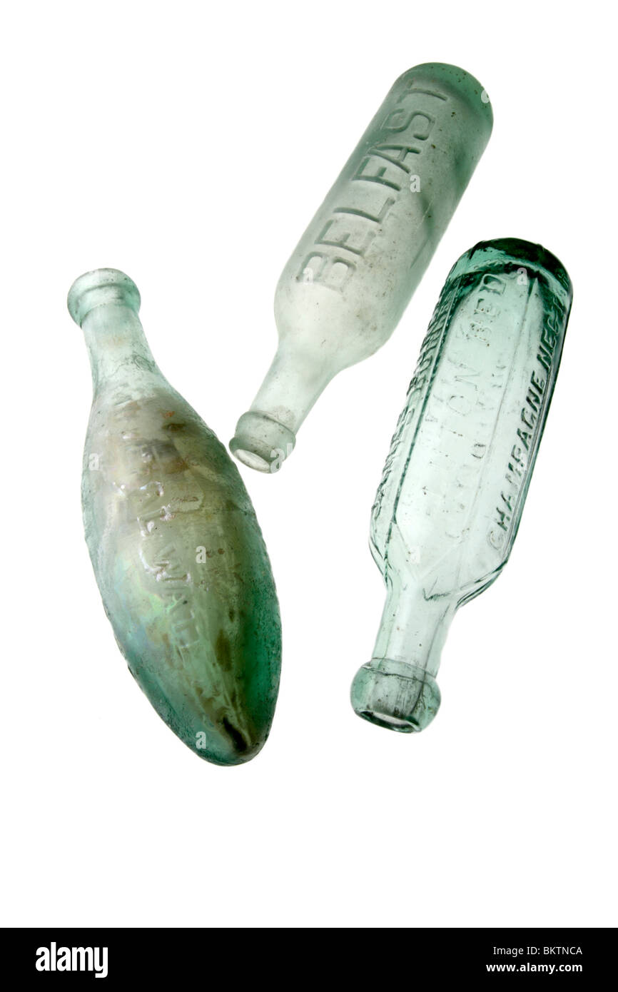 Bouteilles vieux vert Banque D'Images