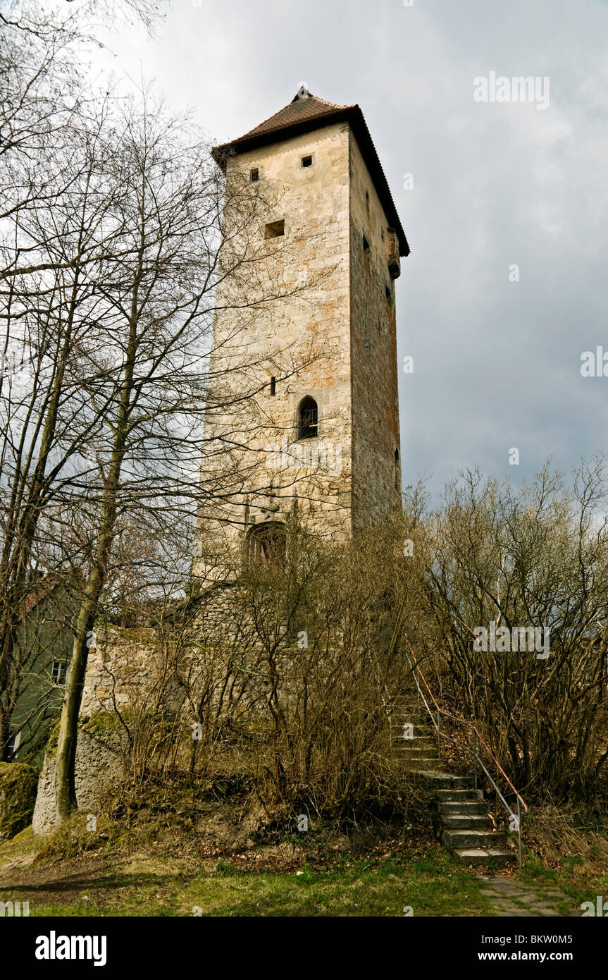 La garder au Château Veldenstein, Neuhaus an der Pegnitz, Middle Franconia, Bavaria, Germany, Europe. Banque D'Images