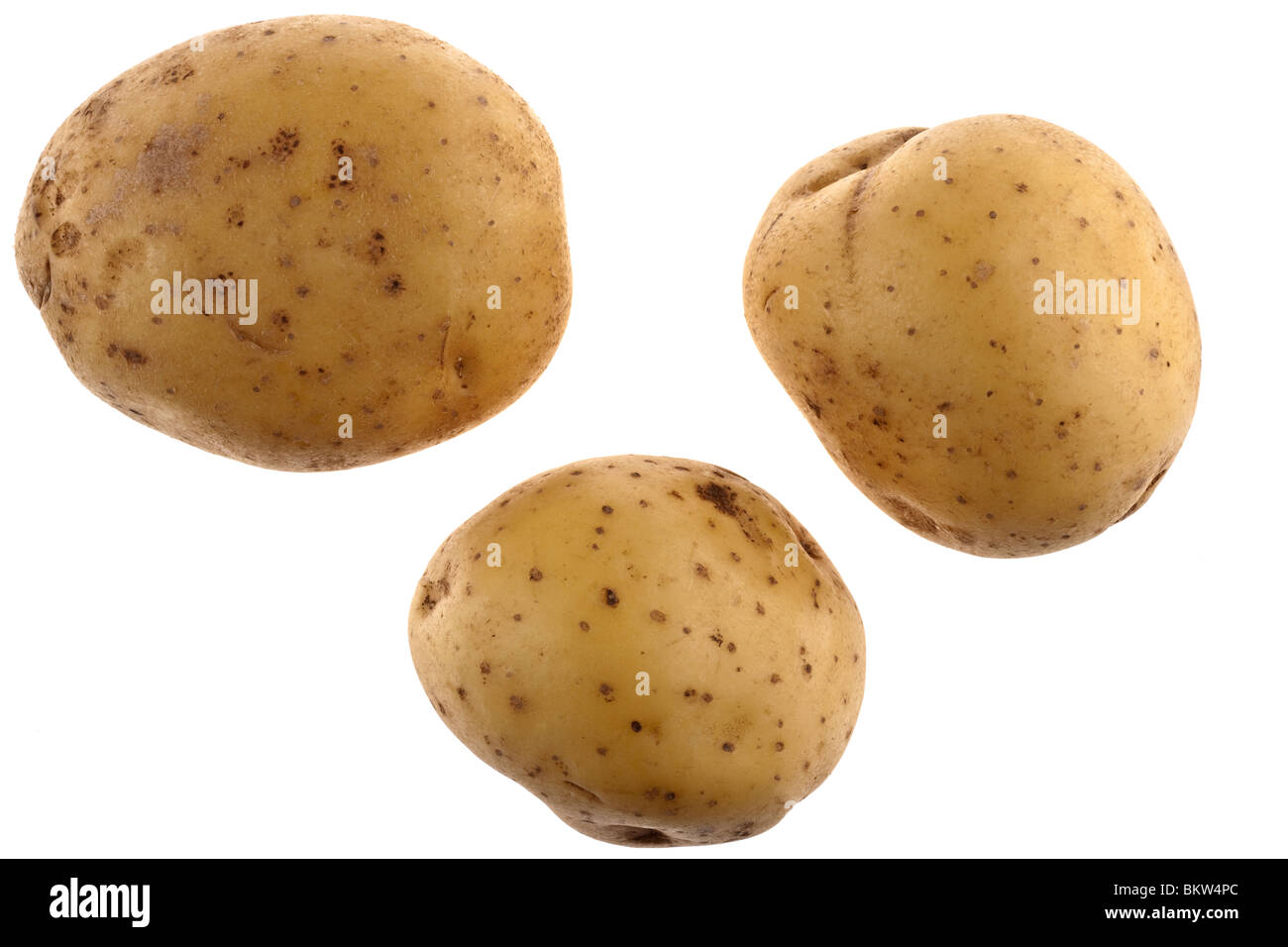 Trois pommes de terre blanche Banque D'Images