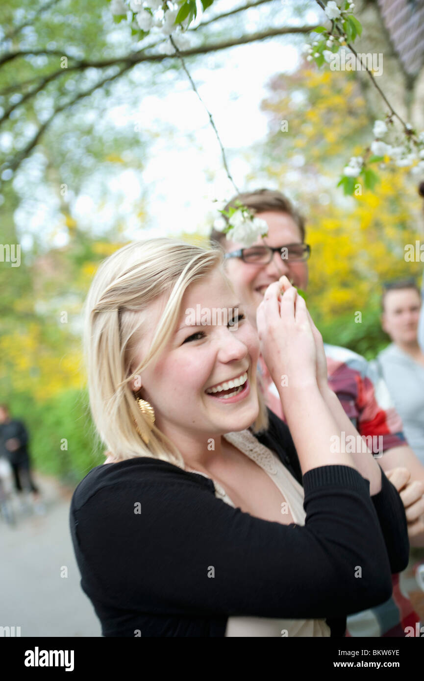 Gros plan sur happy girl Banque D'Images