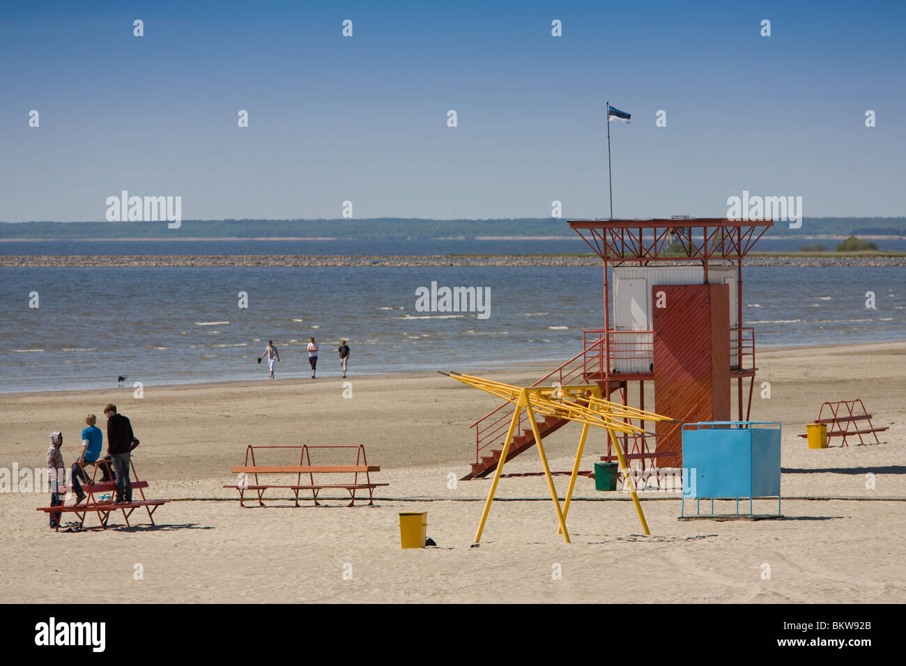 Lifeguard Tower à Pärnu, Estonie, Europe Banque D'Images