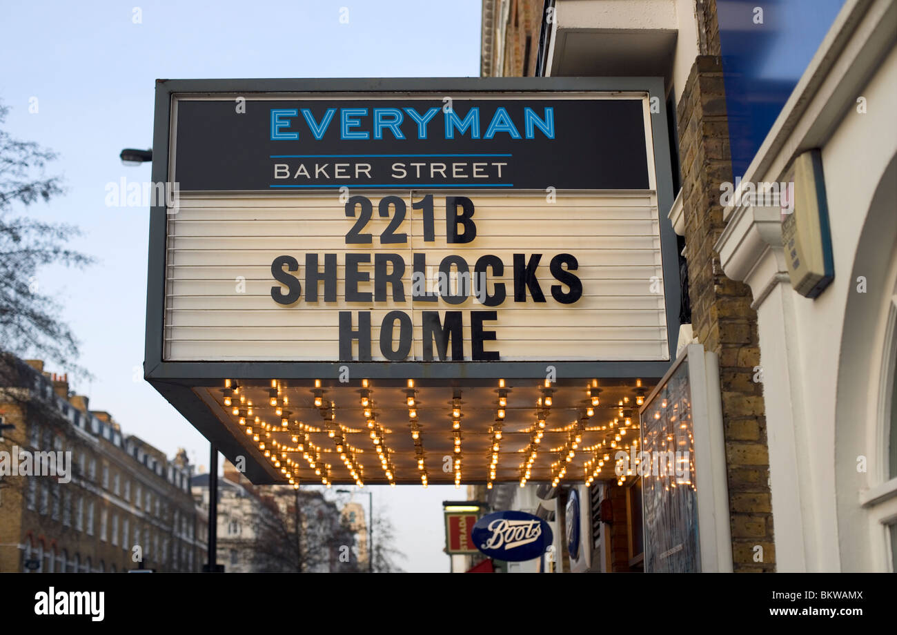 'Cinéma' Everyman, Baker Street, '221B Sherlocks Accueil' film, Londres, Royaume-Uni, Europe Banque D'Images
