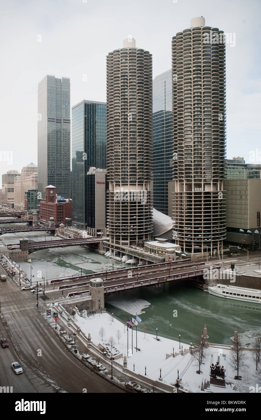 Le centre-ville de Chicago dans l'Illinois. Banque D'Images