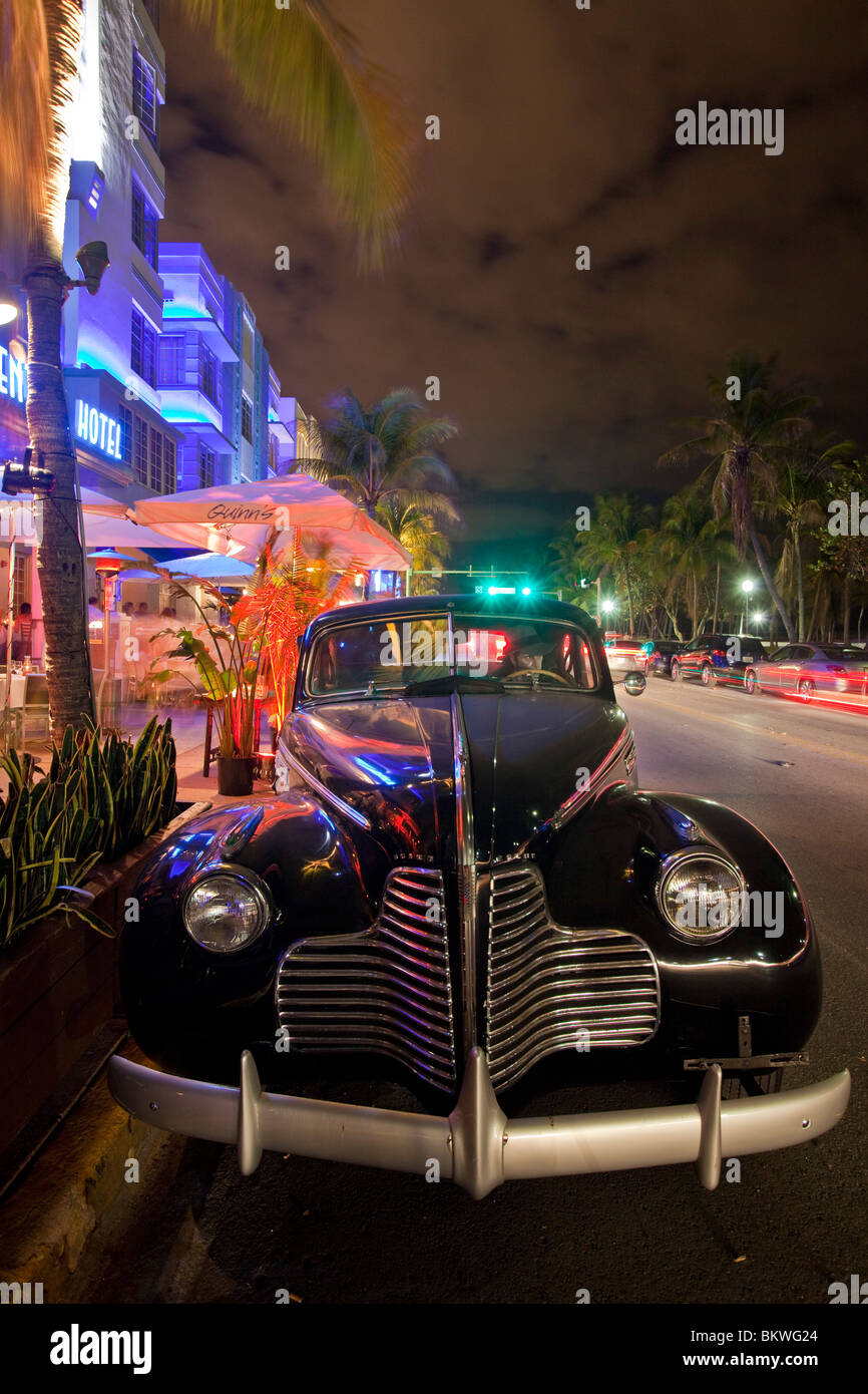 Voiture américaine classique, South Beach, Miami, Floride, USA Banque D'Images