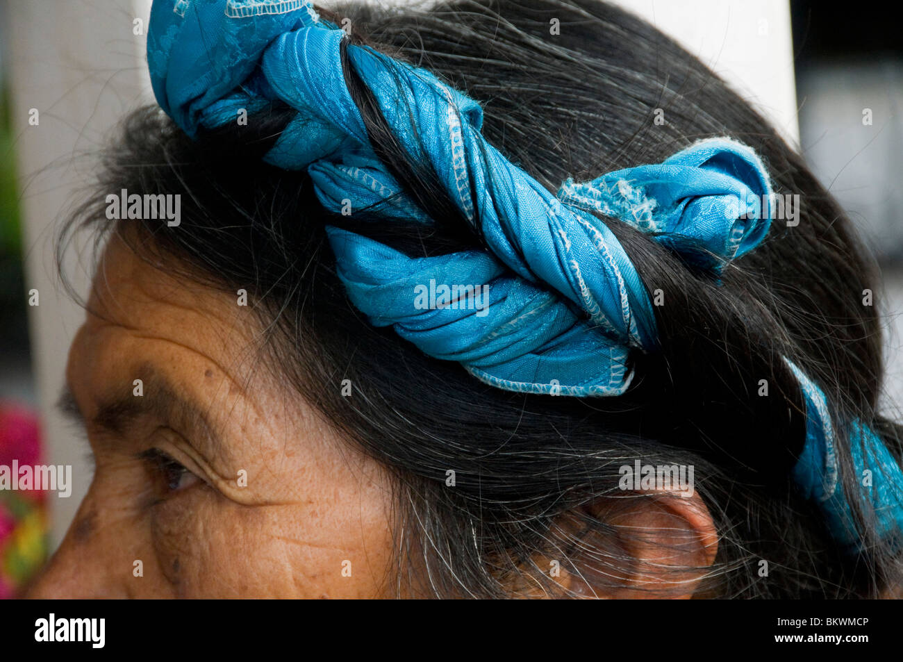 Coiffures indigènes Mayas au Guatemala Banque D'Images