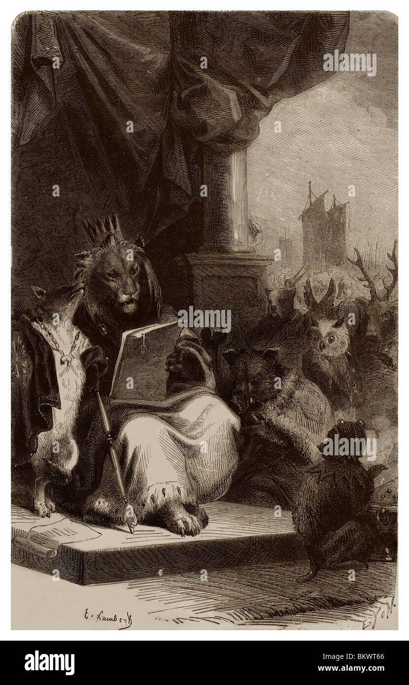 Roman du renard : collection de récits médiévaux français du 13ème siècle écrit par Pierre de Saint Cloud. Banque D'Images