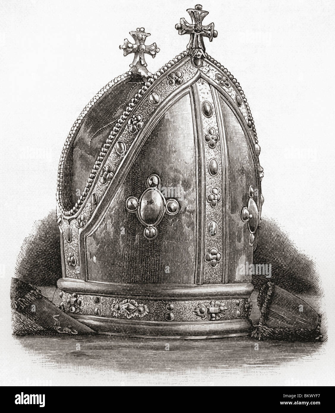 Mitre de l'Évêque Wren. Matthew Wren, 1585 à 1667. Pasteur anglais et érudit. Banque D'Images