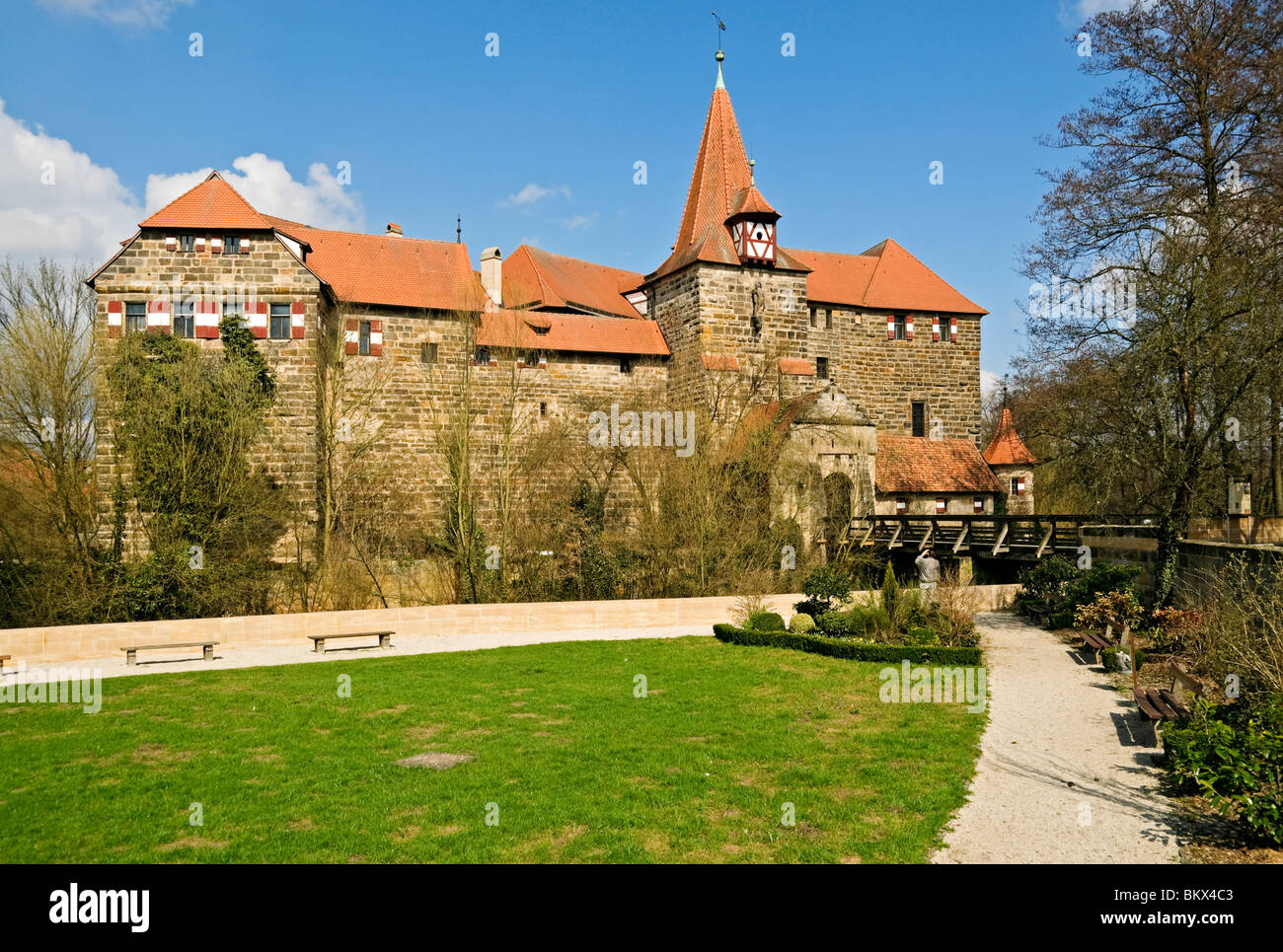 Le Kaiserburg ou Wenzelschloss à partir de 1360 à gunzenhausen, près de Nuremberg, Franconia, Bavaria, Germany. Banque D'Images