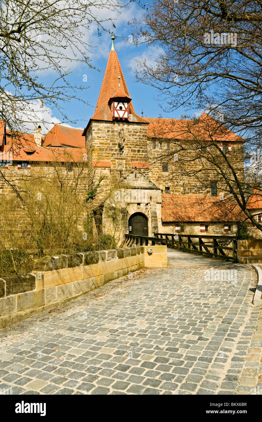 Le Kaiserburg ou Wenzelschloss à partir de 1360 à gunzenhausen, près de Nuremberg, Franconia, Bavaria, Germany. Banque D'Images