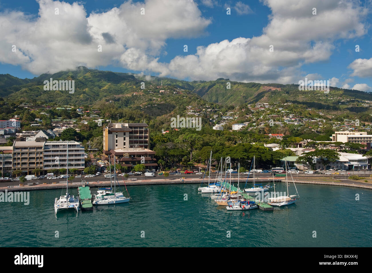 Front de mer de Papeete, Tahiti, Polynésie Française Banque D'Images