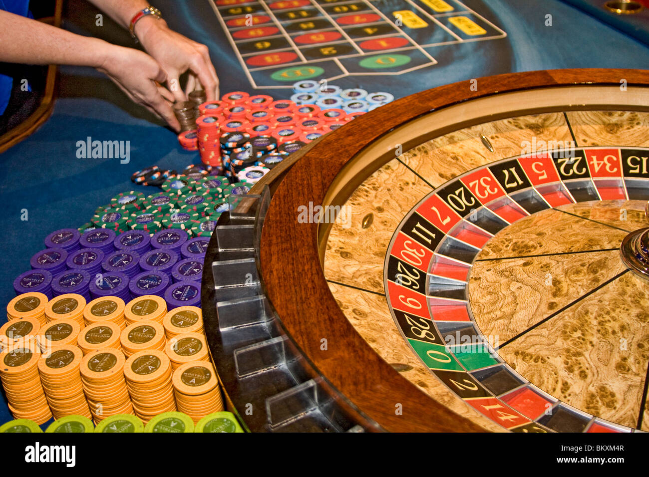 Sur scène salle de jeu de casino - roulette, South Lake Tahoe, Nevada, USA. Banque D'Images