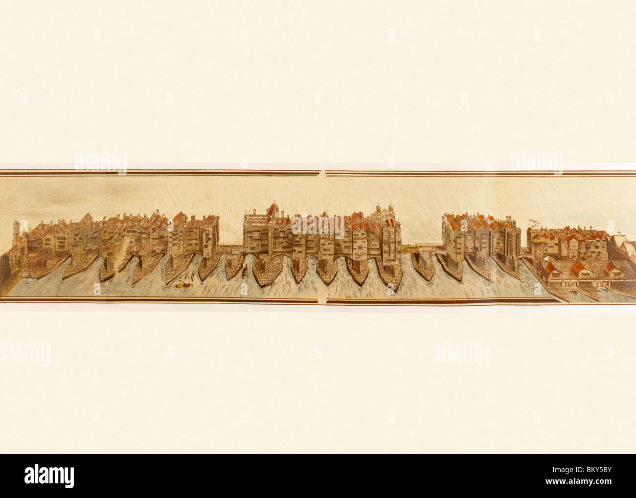 Old London Bridge, Londres, Angleterre D'après un dessin du c.1600. Banque D'Images
