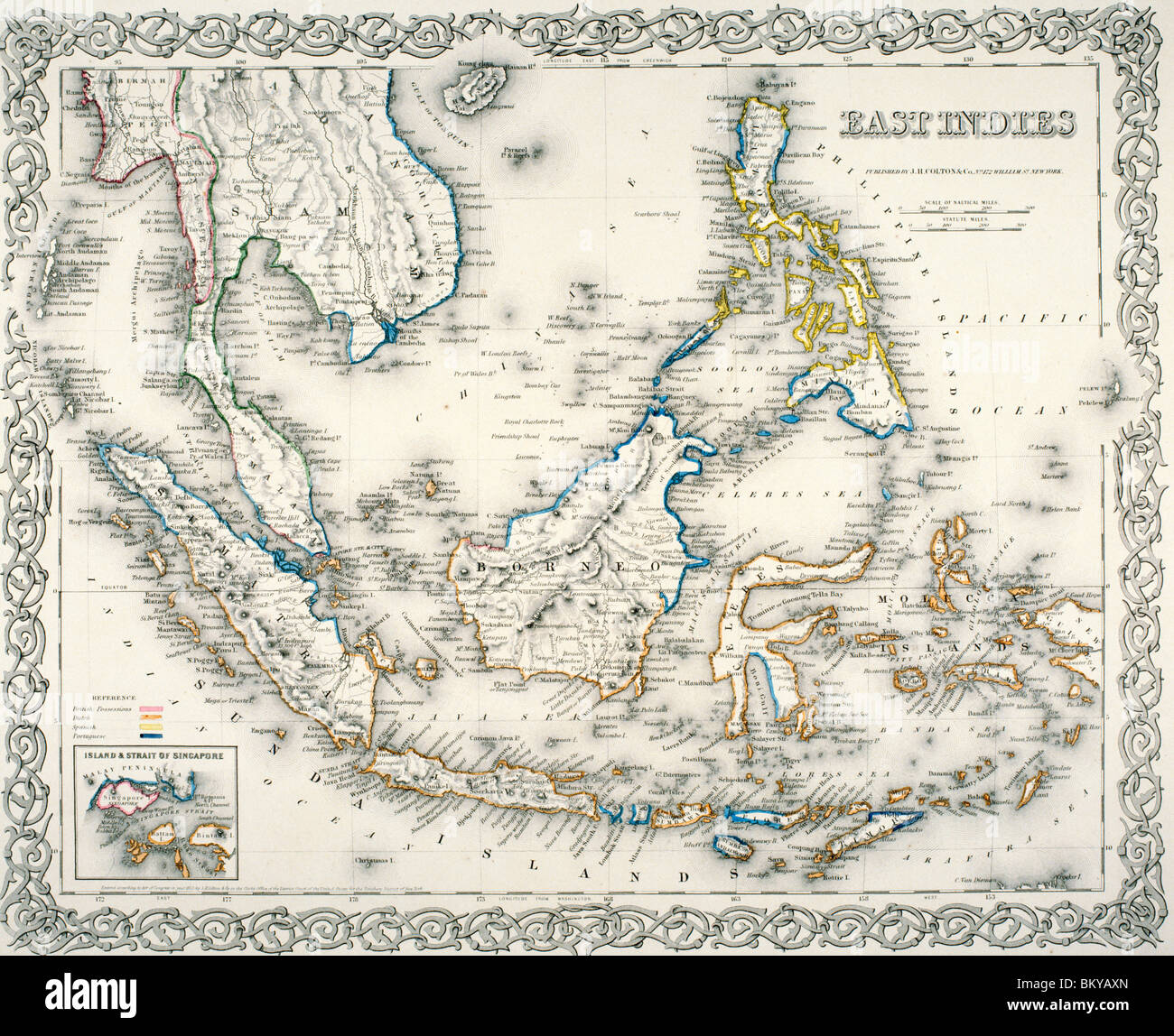 Carte des Indes orientales, par J.H. Colton et Co., 1855 Banque D'Images